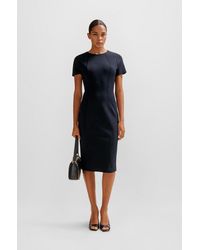 BOSS - Short-sleeved Business Dress In Stretch Fabric - Lyst