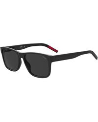 HUGO - Black-acetate Sunglasses With Branded Temples - Lyst