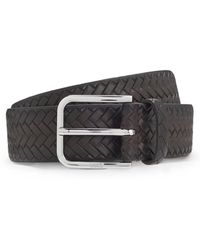 BOSS - Woven-Leather Belt With Pin Buckle - Lyst