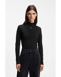 HUGO - Mock-Neck Logo Top - Lyst
