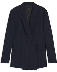 BOSS - Relaxed-Fit Blazer Mit Nadelstreifen Und Verdecktem Verschluss - Lyst