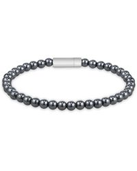 BOSS - Hematite-Bead Cuff With Logo Closure - Lyst