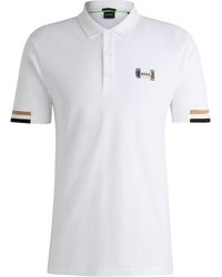 BOSS - Mercerised-cotton Polo Shirt With Signature Stripes - Lyst