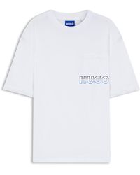 HUGO - T-Shirt En Jersey De Coton À Logo Ombré Brodé - Lyst