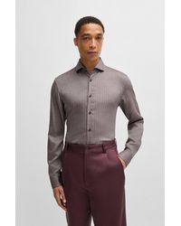 BOSS - Casual-fit Shirt In Herringbone Twill - Lyst