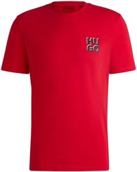 HUGO - T-Shirt aus Baumwoll-Jersey mit Stack-Logo-Print - Lyst