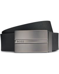 BOSS - Reversible Italian-leather Belt With Plaque And Pin Buckles - Lyst