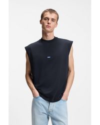 HUGO - Sleeveless Cotton T-Shirt With Logo Patch - Lyst
