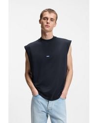 HUGO - Sleeveless Cotton T-Shirt With Logo Patch - Lyst