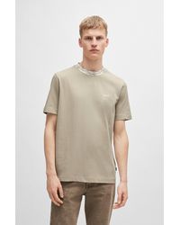 BOSS - Cotton-jersey Regular-fit T-shirt With Patterned Collar - Lyst