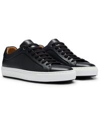 BOSS - Mirage Tennis-style Leather Trainers With Tonal Branding Nos - Lyst