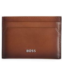 BOSS - Leather Card Holder With Logo Lettering - Lyst