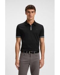 BOSS - Mercerised-Cotton Slim-Fit Polo Shirt With Structured Trims - Lyst