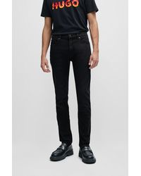 HUGO - Extra-slim-fit Jeans In Black Comfort-stretch Denim - Lyst