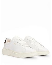 BOSS - Lace-up Trainers In Leather With Logo Details - Lyst