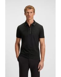 BOSS - Stretch-Cotton Polo Shirt With Contrast Stripes - Lyst