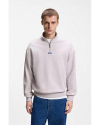 HUGO - Cotton-Terry Sweatshirt With Zip Collar - Lyst