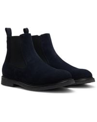 BOSS - Chelsea Boots Aus Veloursleder Mit Elastischen Einsätzen - Lyst