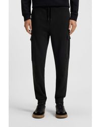 BOSS - Relaxed-Fit Cotton-Terry Tracksuit Bottoms With Cargo Pockets - Lyst