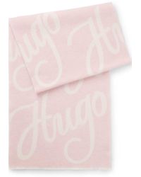 HUGO - Écharpe En Laine Mélangée Avec Logo Jacquard - Lyst