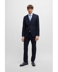 BOSS - Slim-fit Suit In Patterned Stretch Wool - Lyst