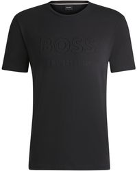 BOSS - T-Shirt D'Équitation En Coton Stretch À Logo Brodé - Lyst
