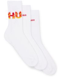 HUGO - Set Van Drie Paar Korte Sokken Met Logodetails - Lyst