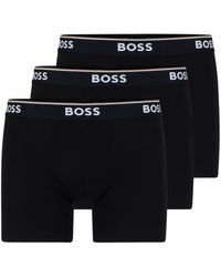 BOSS - Lot de trois boxers longs en coton stretch avec logos - Lyst