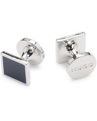 HUGO - Square Cufflinks With Enamel Core And Logo - Lyst