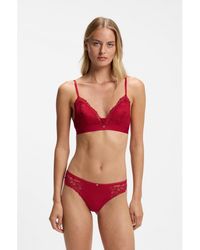 BOSS - Premium Lace Bralette With Mesh Pleating - Lyst