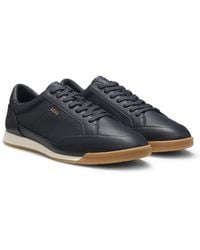 BOSS - Leather Trainers With Foil Logo - Lyst