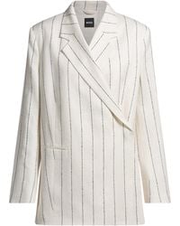 BOSS - Relaxed-Fit Blazer Aus Gestreiftem Leinen-Mix Mit Bouclé-Struktur - Lyst