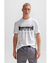 BOSS - Cotton-blend Regular-fit T-shirt With Logo Artwork - Lyst