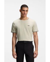 BOSS - Stretch-Cotton T-Shirt With Stripes And Logo - Lyst