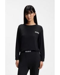 HUGO - Relaxed-Fit Stretch-Jersey Pyjama Top With Logo Print - Lyst