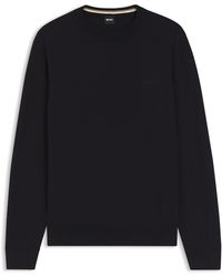 BOSS - Pullover Aus Baumwolle Mit Logo-Stickerei - Lyst