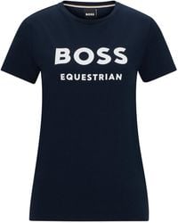 BOSS - Equestrian Stretch-Cotton T-Shirt With Logo Details - Lyst