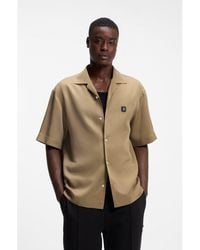 HUGO - Oversized-Fit Shirt With Stacked-Logo Trim - Lyst