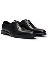 HUGO - Leather Derby Lace-up Shoes With Embossed Branding - Lyst