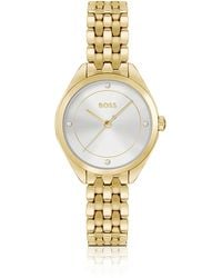 BOSS - Gold-tone Watch With Silver-white Dial - Lyst
