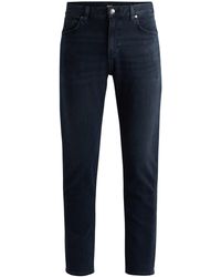 BOSS - Maine Regular-Fit Jeans Van Koolzwart-Marineblauw Italiaans Denim - Lyst