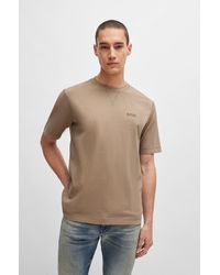 BOSS - Garment-dyed T-shirt In Cotton With Logo Detail - Lyst