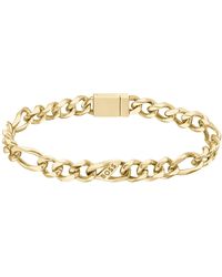 BOSS - Gold-tone Figaro-chain Cuff With Branded Link - Lyst