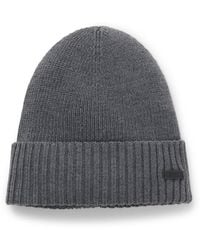 BOSS - Rib-Knit Virgin-Wool Beanie With Logo Plaque - Lyst