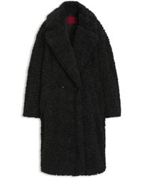 HUGO - Oversized-Fit Teddy Coat With Double-Breasted Closure - Lyst