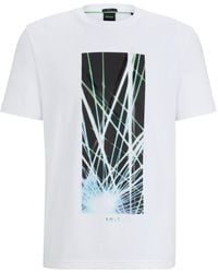 BOSS - Regular-Fit T-Shirt aus Stretch-Baumwolle mit Artwork der Saison - Lyst