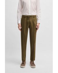 BOSS - Tapered-Fit Machine-Washable Tailored Trousers - Lyst