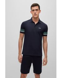 BOSS by HUGO BOSS Cotton-piqu Polo Shirt With Repeat-logo Sleeves in ...