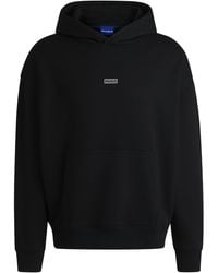 HUGO - Sweat À Capuche Loose En Molleton De Coton Avec Détails Logotés - Lyst