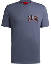 HUGO - Regular-fit T-shirt Van Katoenen Jersey Met Sportief Logo - Lyst